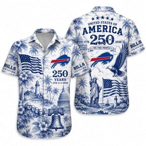 Buffalo Bills Blue Heritage America 250 Hawaiian Shirt