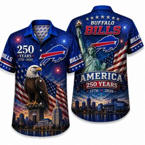 Buffalo Bills Liberty & Eagle America 250 Hawaiian Shirt