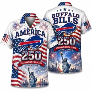 Buffalo Bills Liberty & Fireworks America 250 Hawaiian Shirt