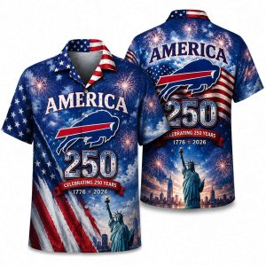 Buffalo Bills Liberty & Fireworks America 250 Hawaiian Shirt