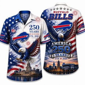 Buffalo Bills Eagle & Buffalo Skyline Hawaiian Shirt
