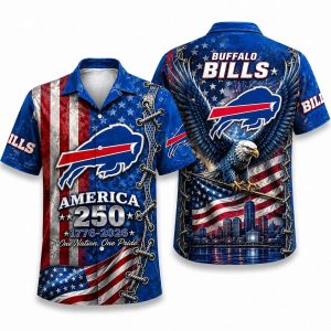 Buffalo Bills Eagle & Flag America 250 Hawaiian Shirt