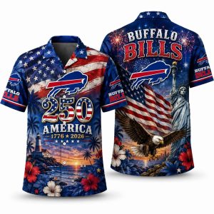 Buffalo Bills Floral Eagle America 250 Hawaiian Shirt