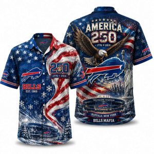 Buffalo Bills Stadium & Flag America 250 Hawaiian Shirt