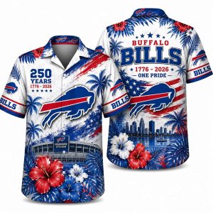 Buffalo Bills Tropical Stadium America 250 Hawaiian Shirt