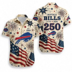 Buffalo Bills Vintage Flag America 250 Hawaiian Shirt
