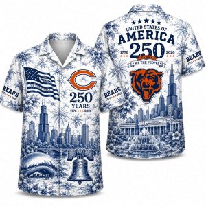 Chicago Bears Blue Chicago Heritage Hawaiian Shirt