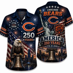 Chicago Bears Midnight America 250 Hawaiian Shirt