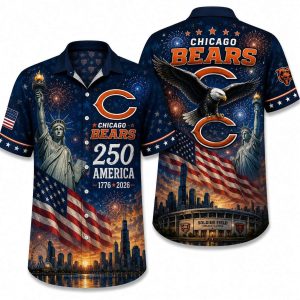 Chicago Bears Midnight America 250 Hawaiian Shirt