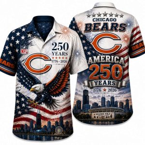 Chicago Bears Eagle, Flag & Chicago Hawaiian Shirt