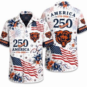 Chicago Bears Floral Flag America 250 Hawaiian Shirt