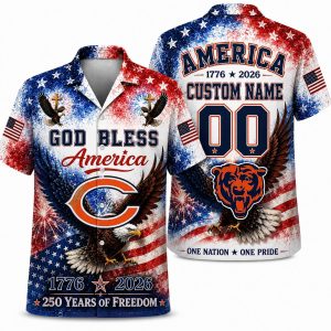 Chicago Bears Personalized Eagle America 250 Hawaiian Shirt