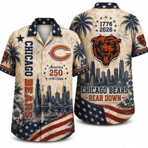 Chicago Bears Retro Chicago America 250 Hawaiian Shirt