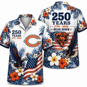 Chicago Bears Tropical Eagle & Flag Hawaiian Shirt