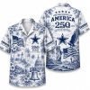 Dallas Cowboys Stadium Freedom America 250 Hawaiian Shirt