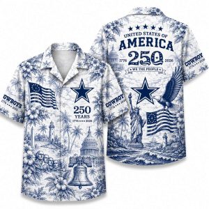 Dallas Cowboys Blue Toile America 250 Hawaiian Shirt
