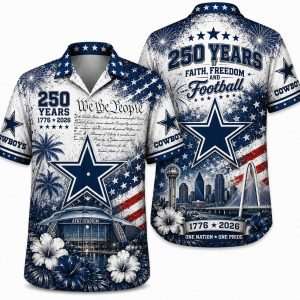 Dallas Cowboys Floral Stadium America 250 Hawaiian Shirt