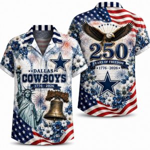 Dallas Cowboys Liberty Bell Eagle America 250 Hawaiian Shirt