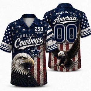 Dallas Cowboys Personalized Eagle America 250 Hawaiian Shirt