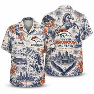 Denver Broncos Denver Heritage Toile Hawaiian Shirt