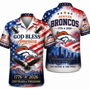 Denver Broncos God Bless America Eagle Hawaiian Shirt