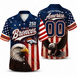 Denver Broncos Patriotic Jersey Eagle Hawaiian Shirt