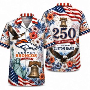 Denver Broncos Personalized Liberty Floral Hawaiian Shirt