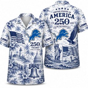 Detroit Lions Heritage Toile America 250 Hawaiian Shirt