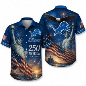 Detroit Lions Liberty Harbor Night 250 Hawaiian Shirt