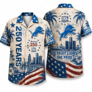 Detroit Lions Motor City Tropical 250 Hawaiian Shirt