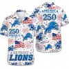 Detroit Lions Floral Liberty Bell Celebration 250 Hawaiian Shirt