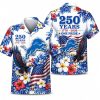 Detroit Lions Personalized Eagle Freedom 250 Hawaiian Shirt