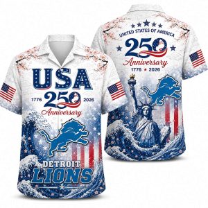 Detroit Lions USA Anniversary Liberty 250 Hawaiian Shirt