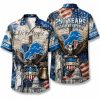 Detroit Lions God Bless Lions Burst Hawaiian Shirt