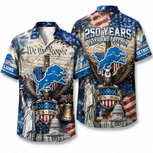 Detroit Lions We the People Founding Collage 250 Hawaiian Shirt