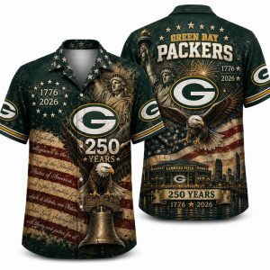 Green Bay Packers Liberty Bell America 250 Hawaiian Shirt