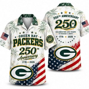 Green Bay Packers Tropical 250 Anniversary Hawaiian Shirt