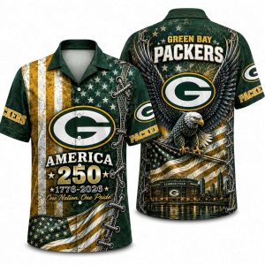 Green Bay Packers Stitched Eagle America 250 Hawaiian Shirt