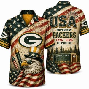 Green Bay Packers USA Eagle America 250 Hawaiian Shirt