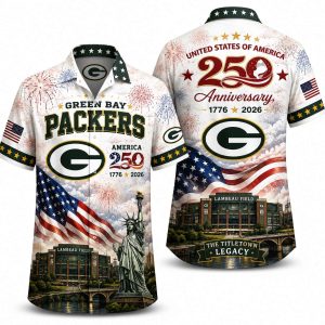 Green Bay Packers White Anniversary Hawaiian Shirt