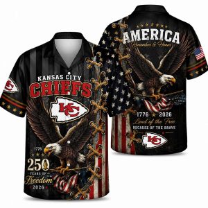 Kansas City Chiefs Black & Gold Eagle Hawaiian Shirt