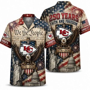 Kansas City Chiefs Constitution Eagle America 250 Hawaiian Shirt