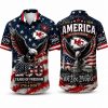 Kansas City Chiefs Floral Crest America 250 Hawaiian Shirt Kansas City Chiefs Floral Crest America 250 Hawaiian Shirt