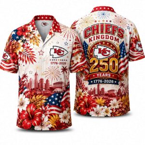 Kansas City Chiefs Floral & Fireworks Hawaiian Shirt