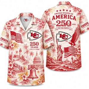Kansas City Chiefs Red Heritage America 250 Hawaiian Shirt