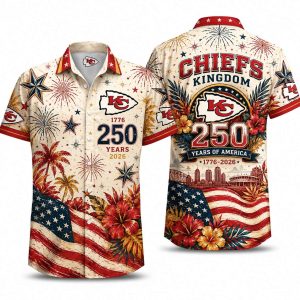 Kansas City Chiefs Vintage Flag & Floral Hawaiian Shirt