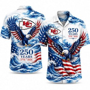 Kansas City Chiefs Wave & Eagle America 250 Hawaiian Shirt