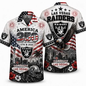 Las Vegas Raiders Vegas Skyline America 250 Hawaiian Shirt