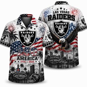 Las Vegas Raiders Vegas Skyline America 250 Hawaiian Shirt