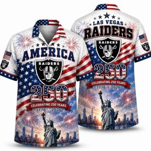 Las Vegas Raiders Liberty & Fireworks Hawaiian Shirt